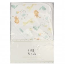 F12625: Baby Hooded Towel/Robe With Jungle Print Hood- White Trim